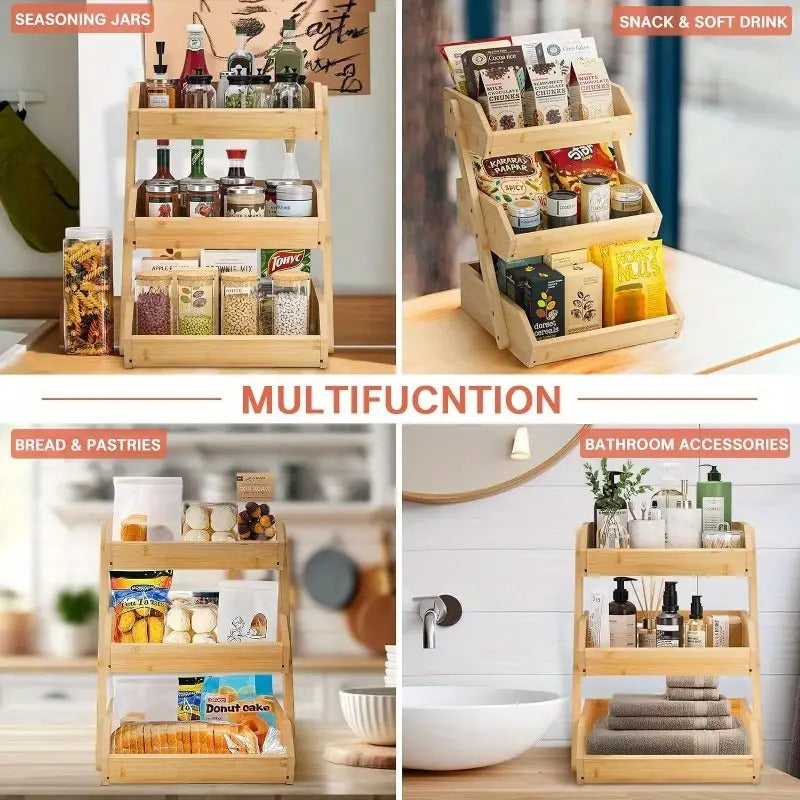 Premium 3-Tier Bamboo Wood Fruit Basket™