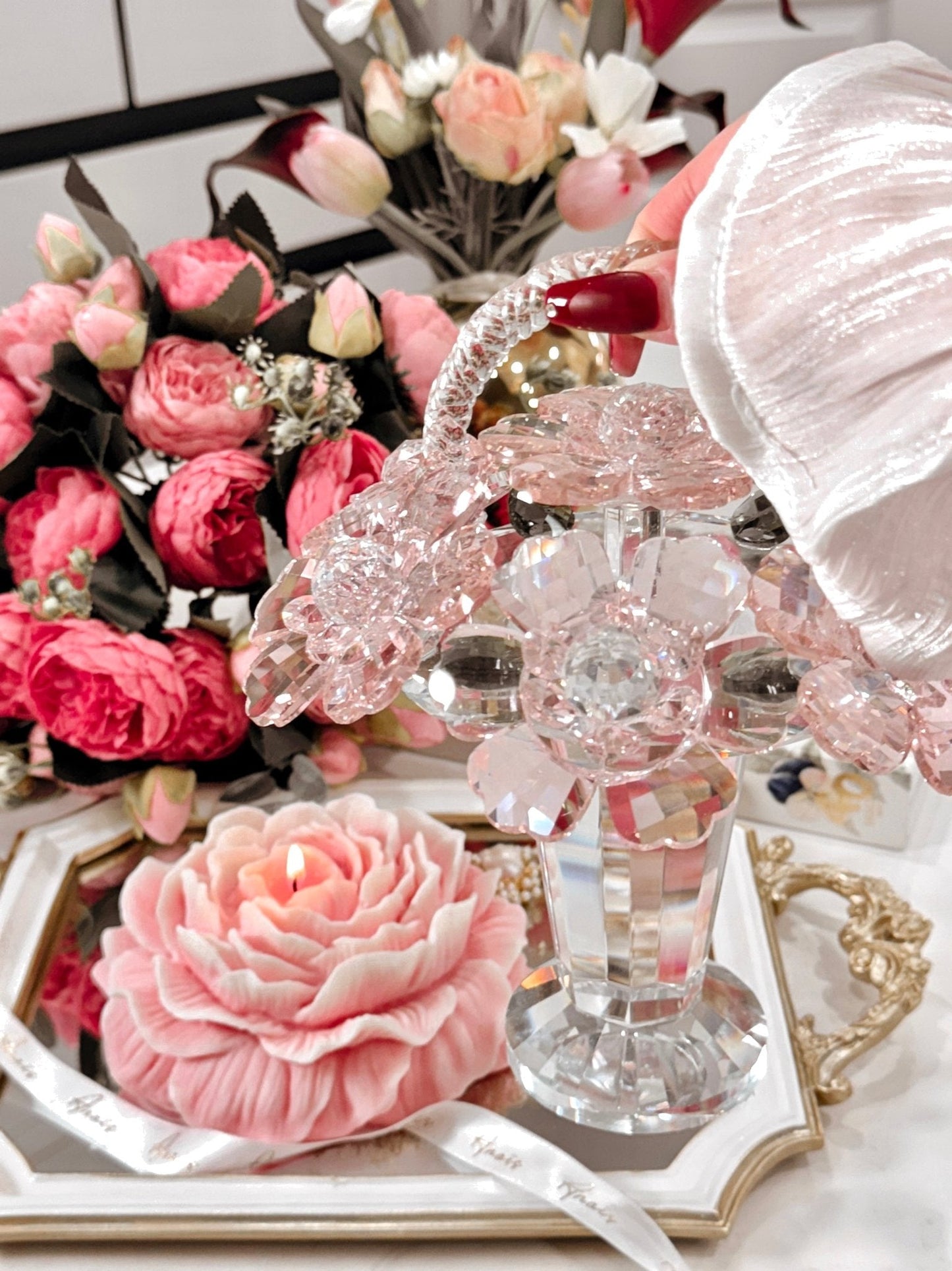 Crystal Blooming Flowers Basket™️- XL