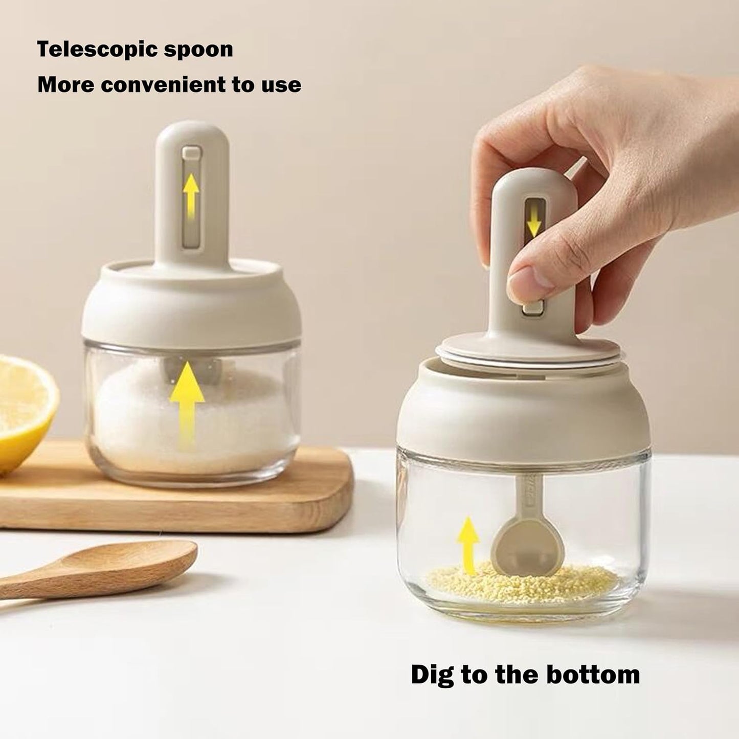 Glass Spice Container With Spoon - For the Modern Kitchen™️
