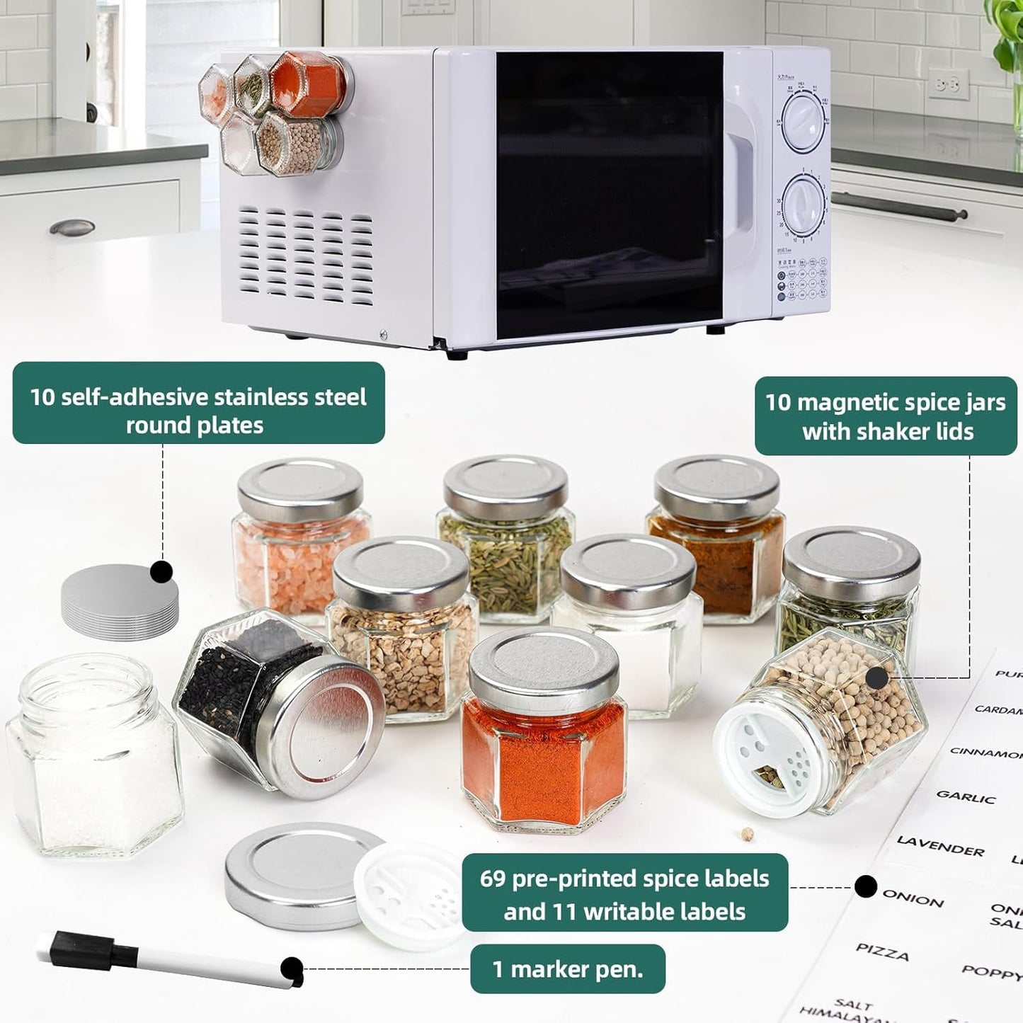 Space Saving Magnetic Spice Jars - Set of 10™️