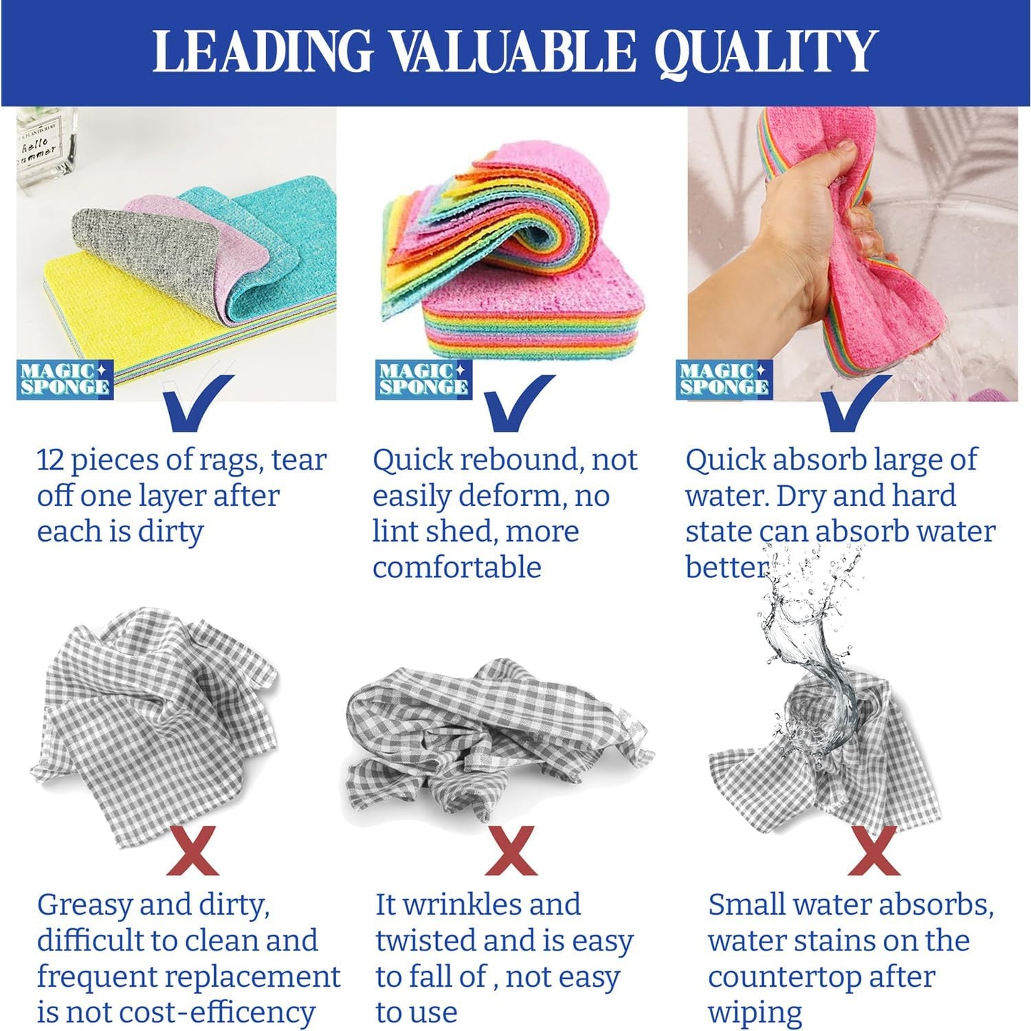 EasyClean 4 Pack 12-Layer Peelable Microfiber Sponge™️