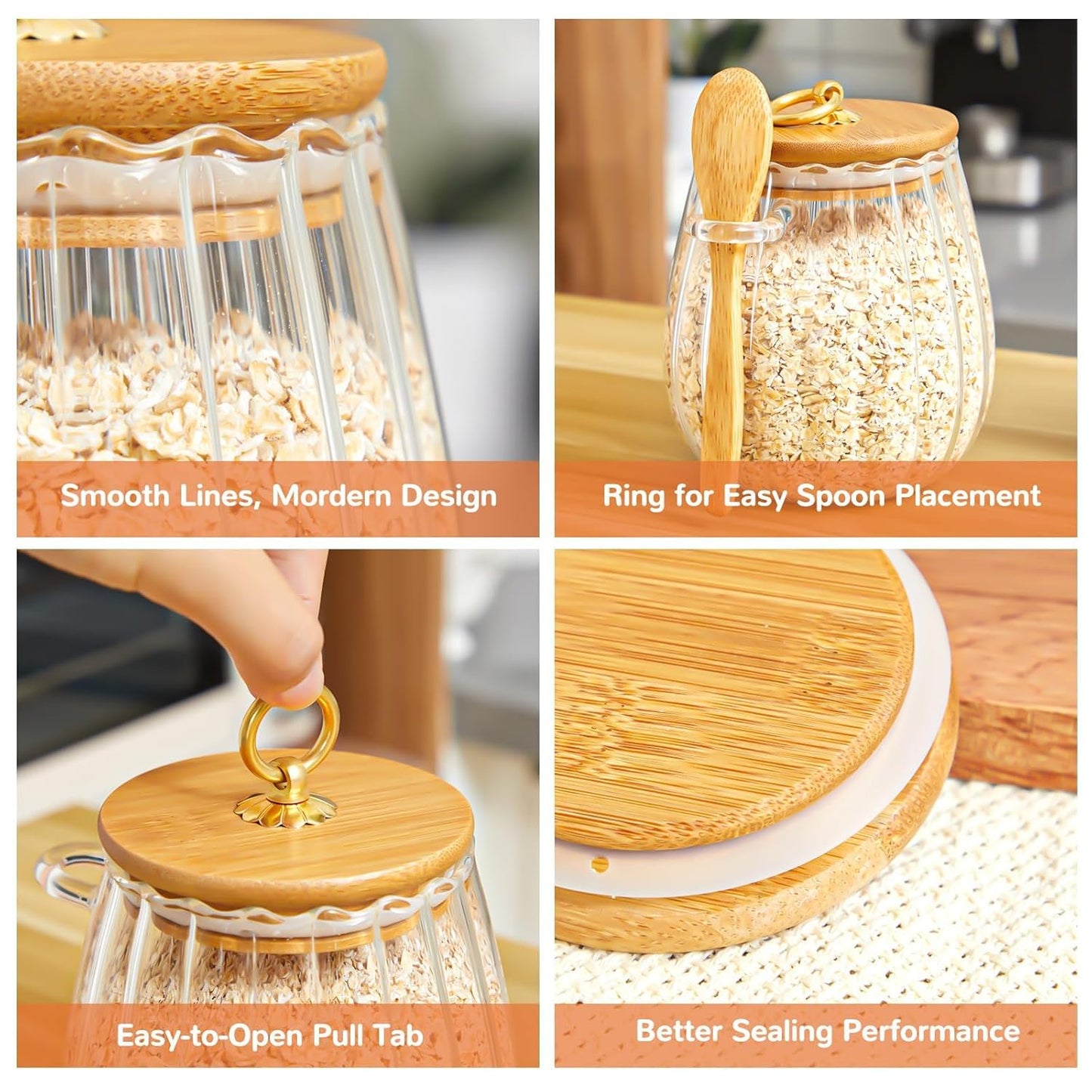 Glass Airtight Seal Jars™️ - Pack of 4