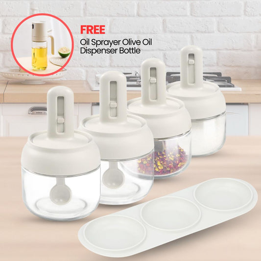 Glass Spice Container With Spoon - For the Modern Kitchen™️