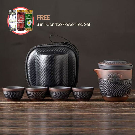 Travel Portable Tea Pot Set™️ - With Four Cups