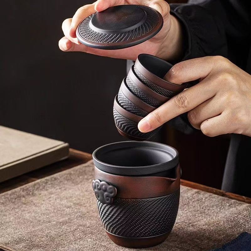Travel Portable Tea Pot Set™️ - With Four Cups