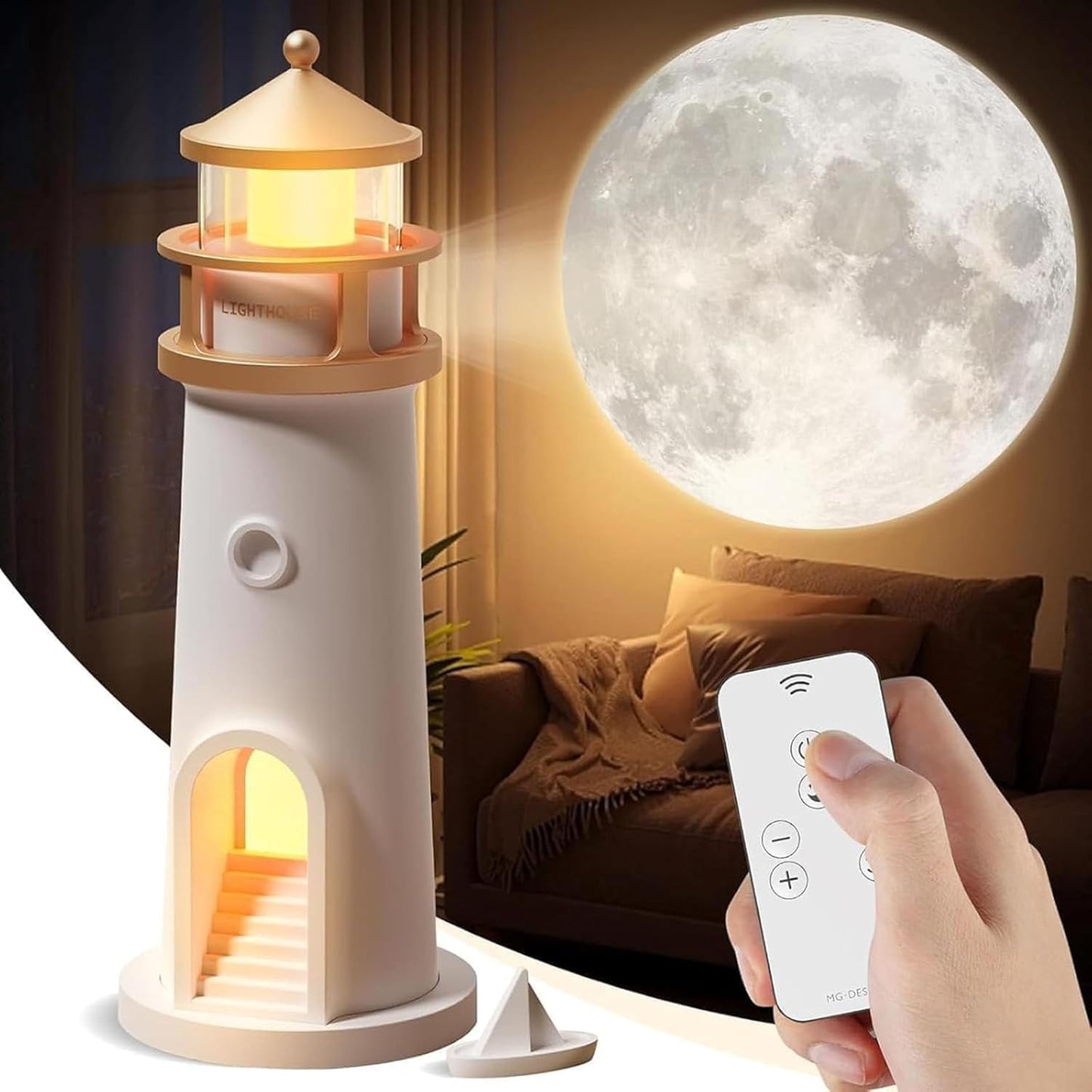 Moona™ 3D Moon Projector Lighthouse Lamp