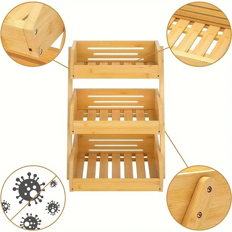 Premium 3-Tier Bamboo Wood Fruit Basket™