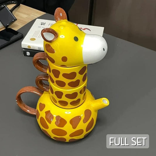 Giraffe Ceramic Tea Pot With 2 Tea Cups Set™️