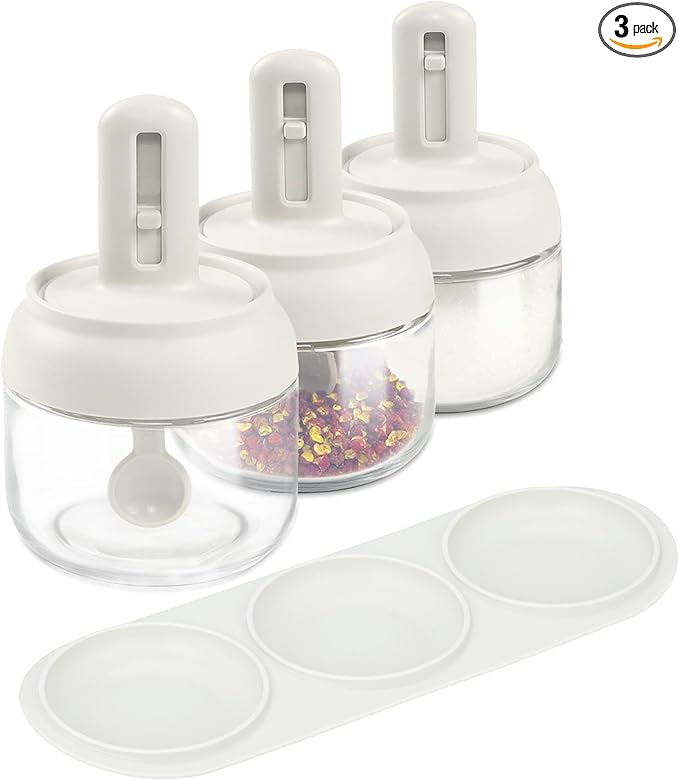 Glass Spice Container With Spoon - For the Modern Kitchen™️