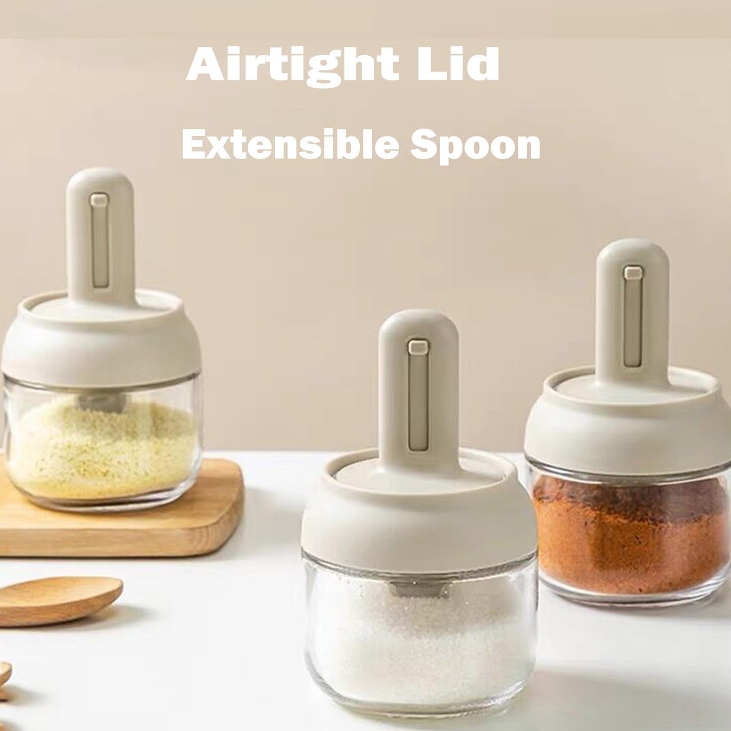 Glass Spice Container With Spoon - For the Modern Kitchen™️