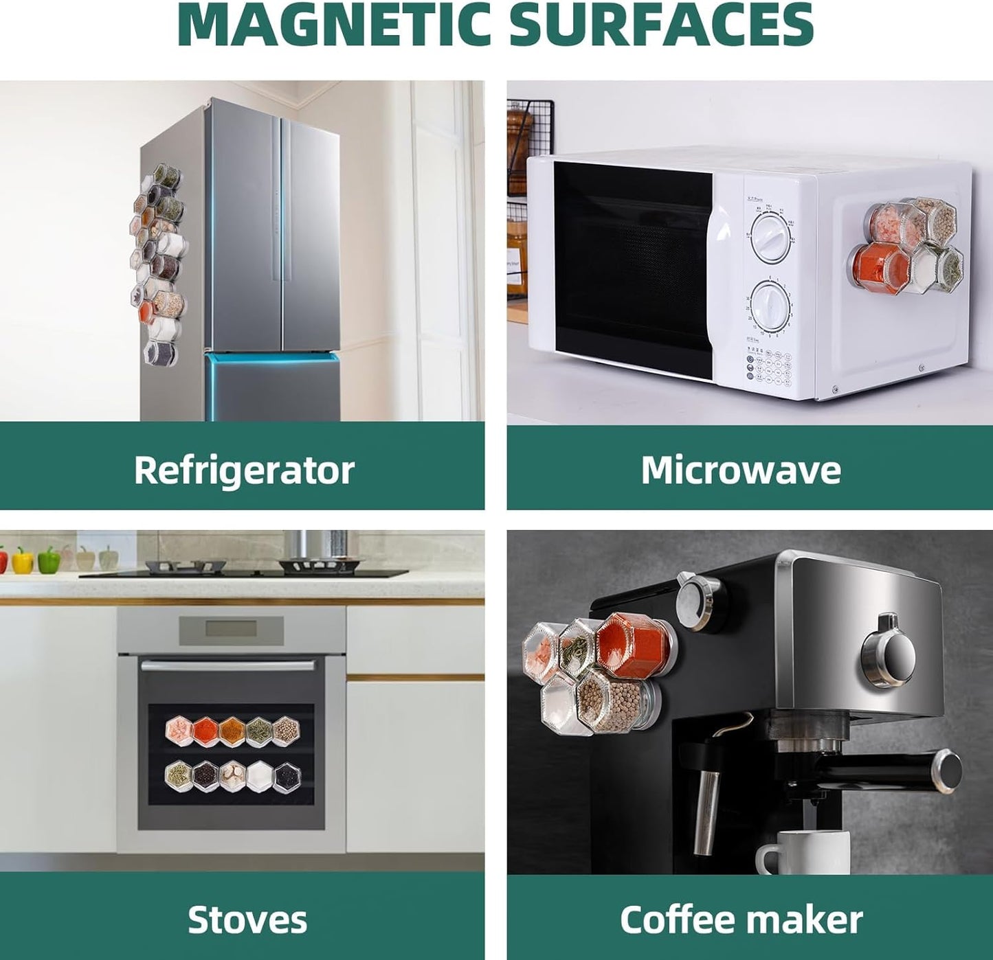 Space Saving Magnetic Spice Jars - Set of 10™️