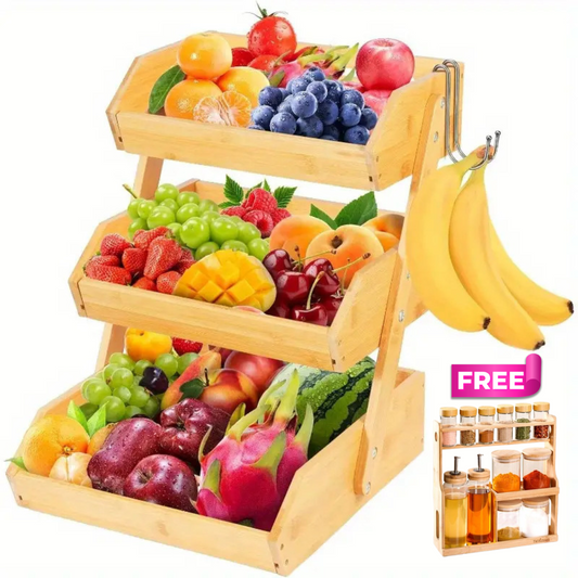 Premium 3-Tier Bamboo Wood Fruit Basket™