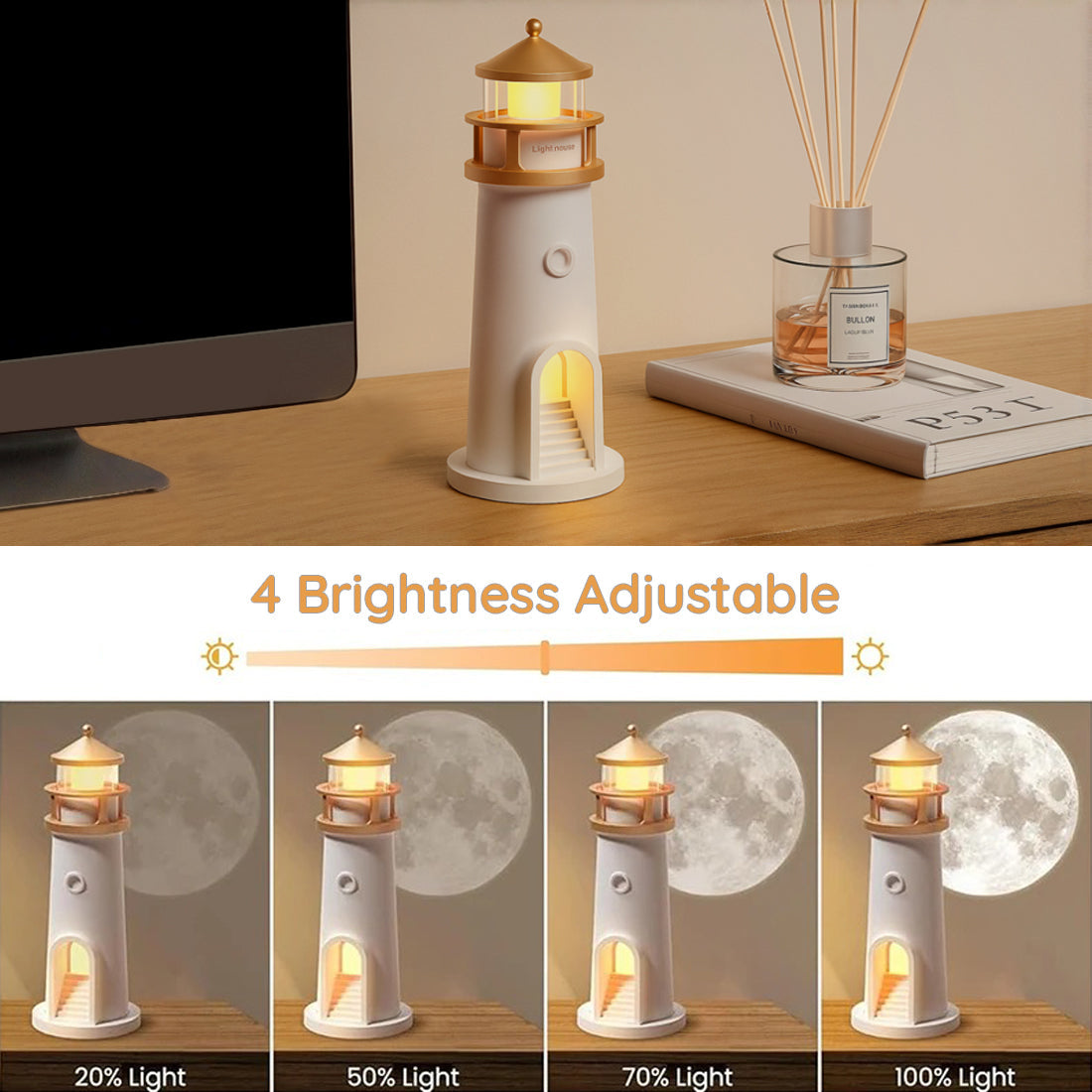 Moona™ 3D Moon Projector Lighthouse Lamp