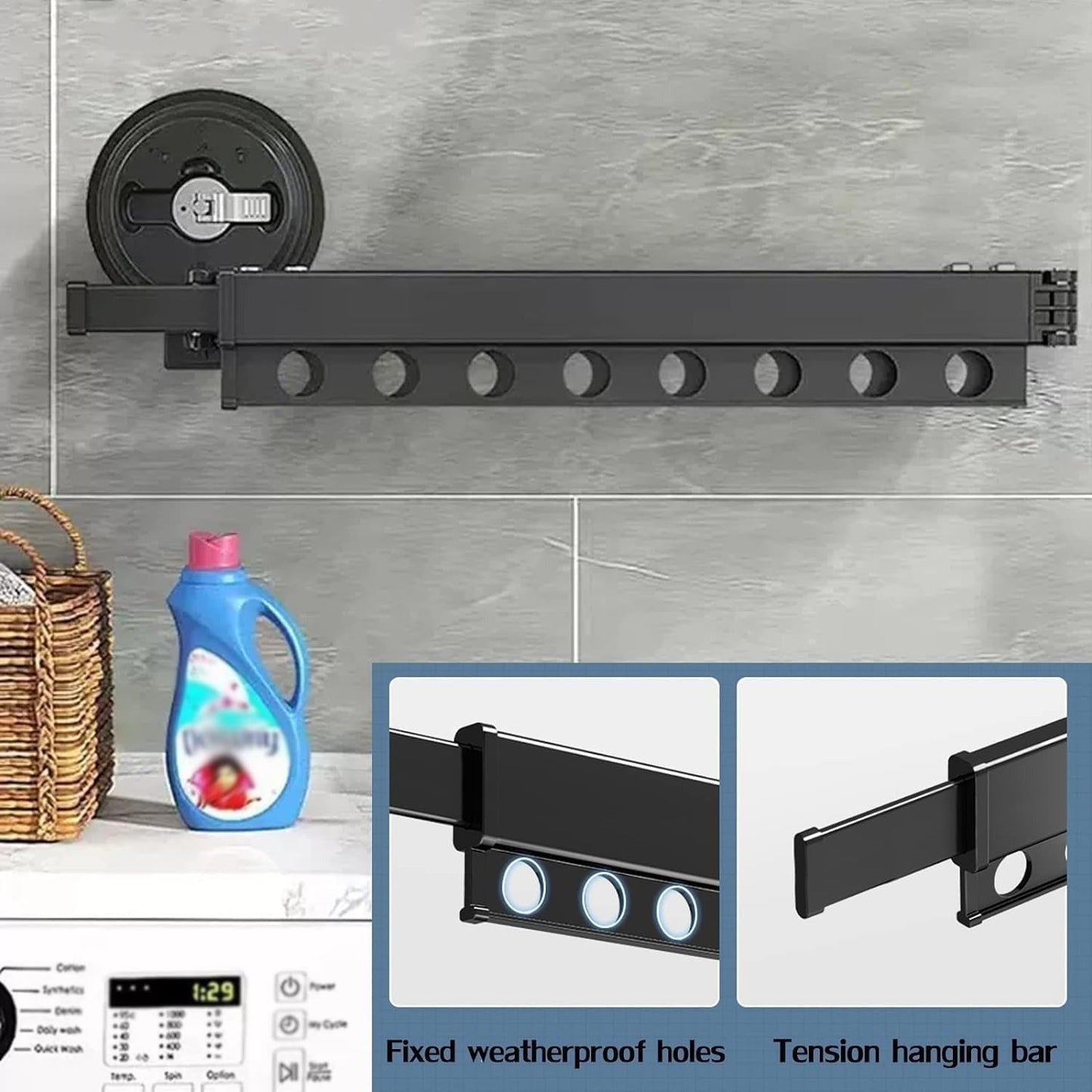 Retractable Wall Mounted Cloth Drying Rack™️
